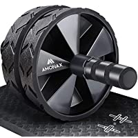 Los mejores  - Amonax - Rodillo de rueda para abdominales con alfombrilla grande para ejercitar abdominales- doble rueda con modos de…
